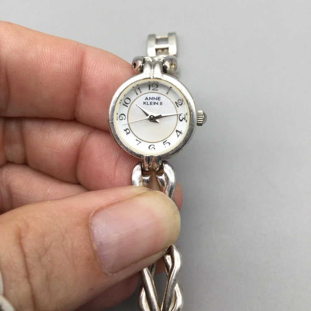 Anne Klein II Womens Watch 19mm White Dial Silver Tone Bracelet New Battery 6.5